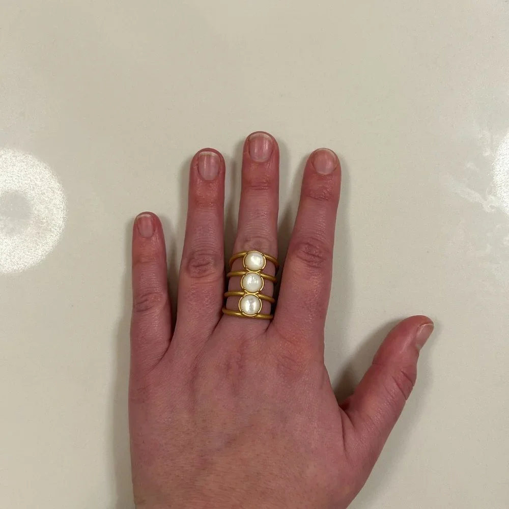 Tory Burch Gold-tone Ring with Three Pearl Accents